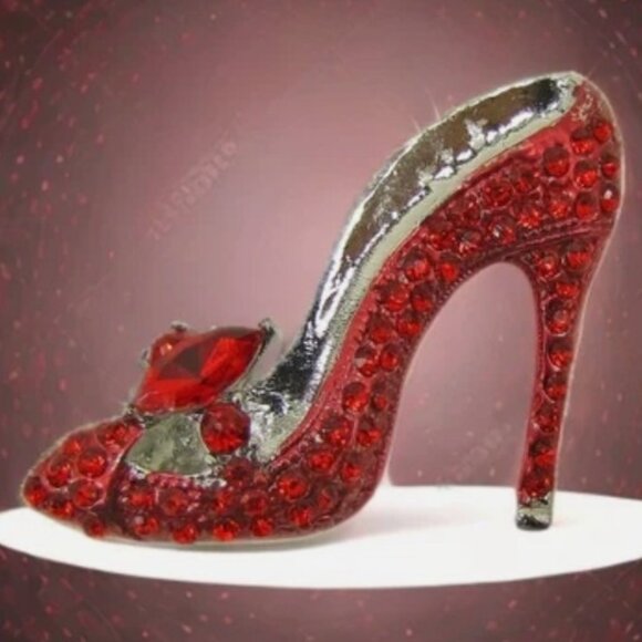Red crystal high heel shoe brooch pin sparkling red crystal shoe pin - Picture 4 of 6